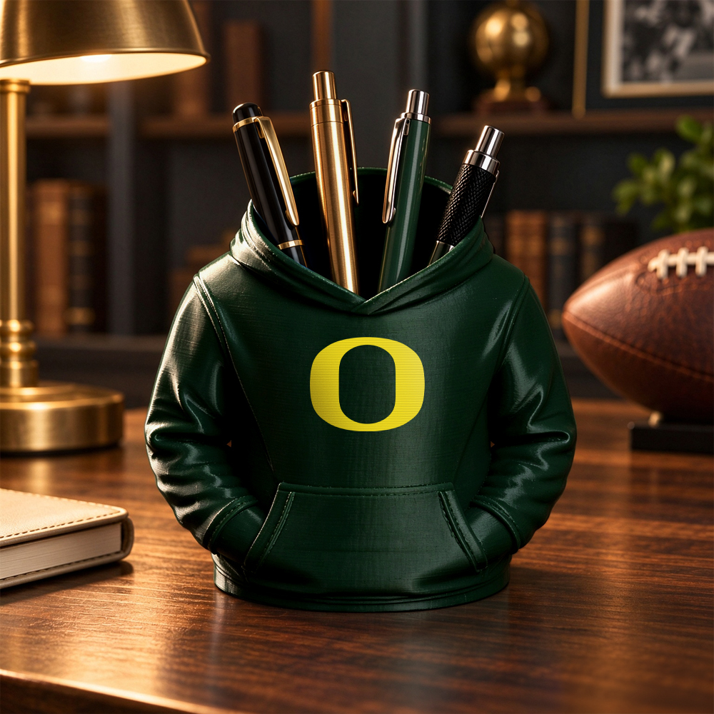 College Hoodie Desk Organizer, Pen Pencil and Utensil Holder, 3D Printed College Football Office and Kitchen Decor, Fan Gift - makephotopuzzleuk