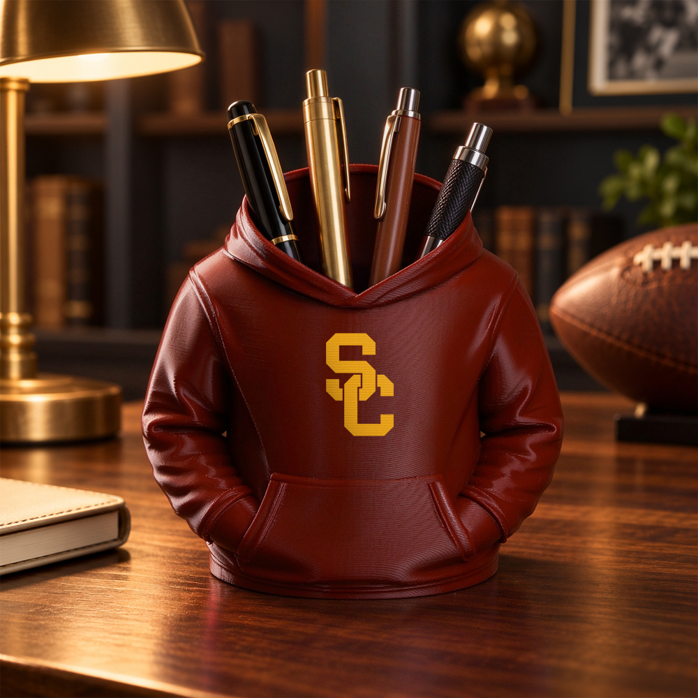 College Hoodie Desk Organizer, Pen Pencil and Utensil Holder, 3D Printed College Football Office and Kitchen Decor, Fan Gift - makephotopuzzleuk