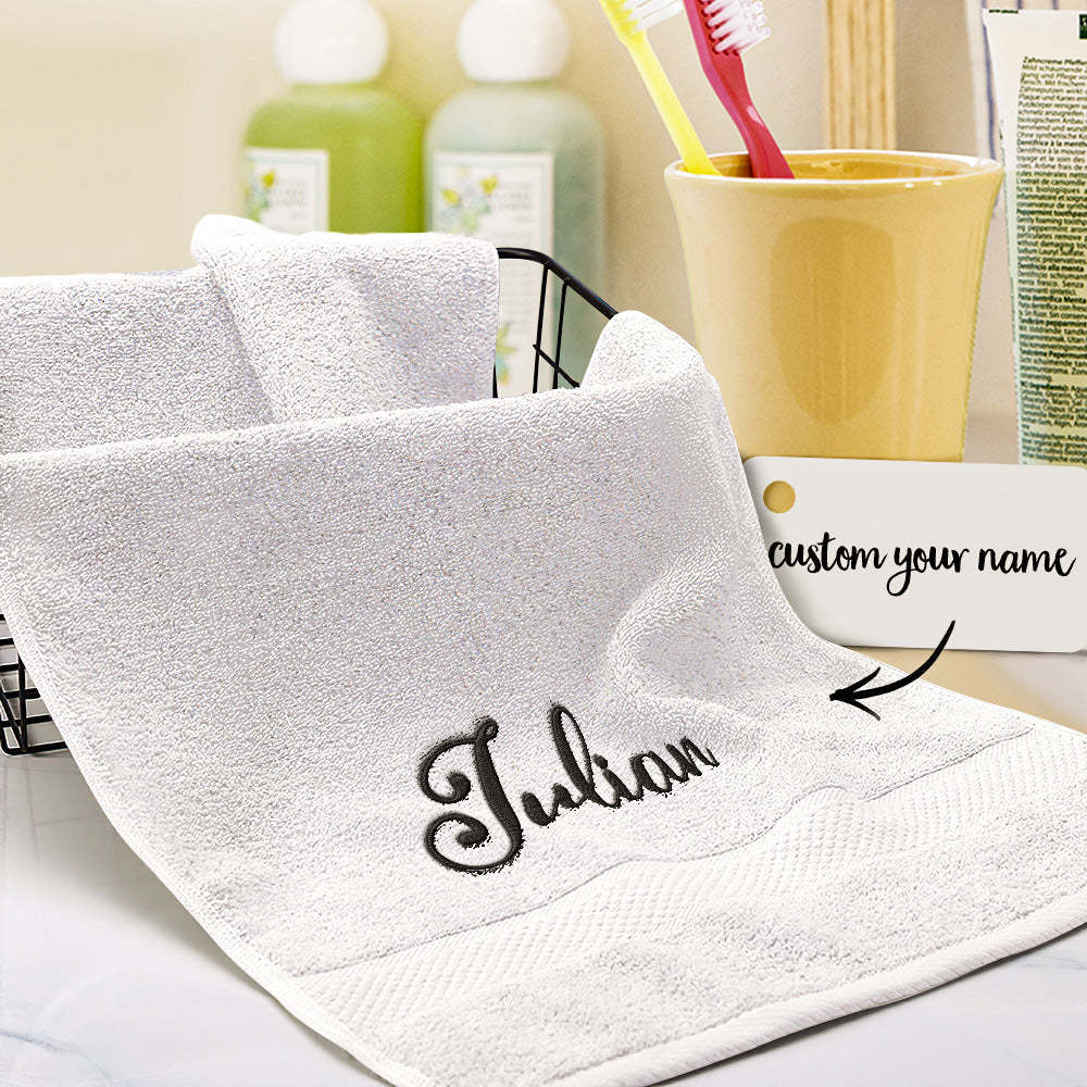 Custom Embroidered Towel Personalised Name Towel Gift for Lover - makephotopuzzleuk