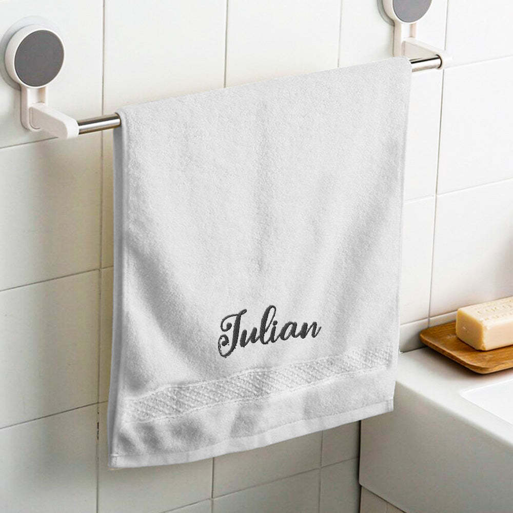 Custom Embroidered Towel Personalised Name Towel Gift for Lover - makephotopuzzleuk