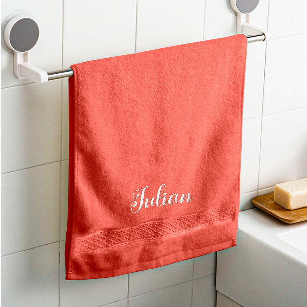 Custom Embroidered Towel Personalised Name Towel Gift for Lover - makephotopuzzleuk