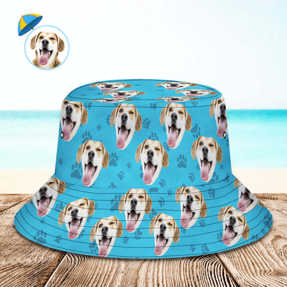 Custom Bucket Hat Unisex Face Bucket Hat Personalised Wide Brim Outdoor Summer Cap Hiking Beach Sports Hats Gift for Lover-Dog Pattern Bucket Hat