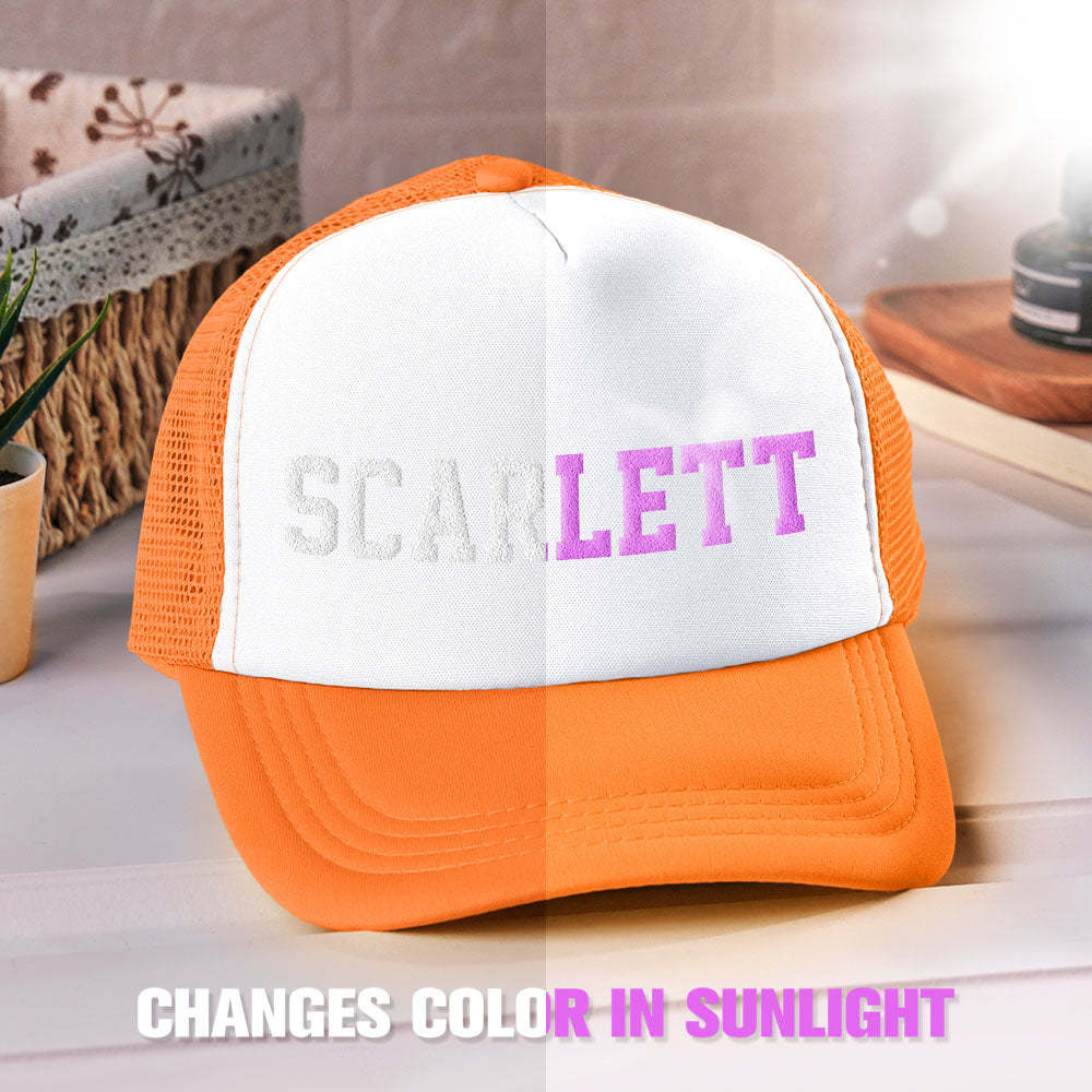 Custom Puff Print Trucker Hat Personalized Name Light-changing Foam Trucker Caps - makephotopuzzleuk