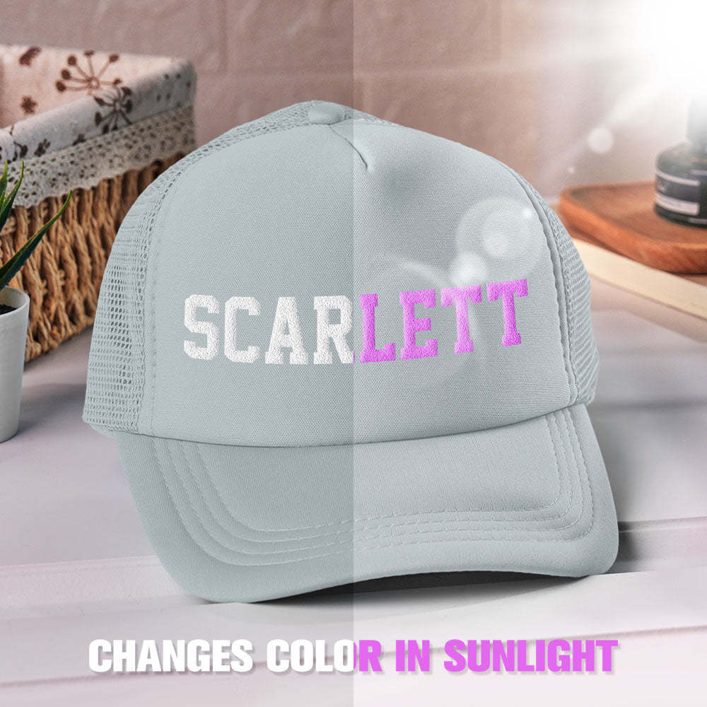 Custom Puff Print Trucker Hat Personalized Name Light-changing Foam Trucker Caps - makephotopuzzleuk