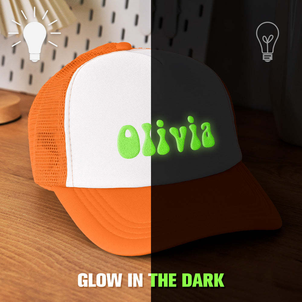 Custom Puff Print Trucker Hat Personalized Glow-in-the-dark Foam Trucker Caps for Adult - makephotopuzzleuk