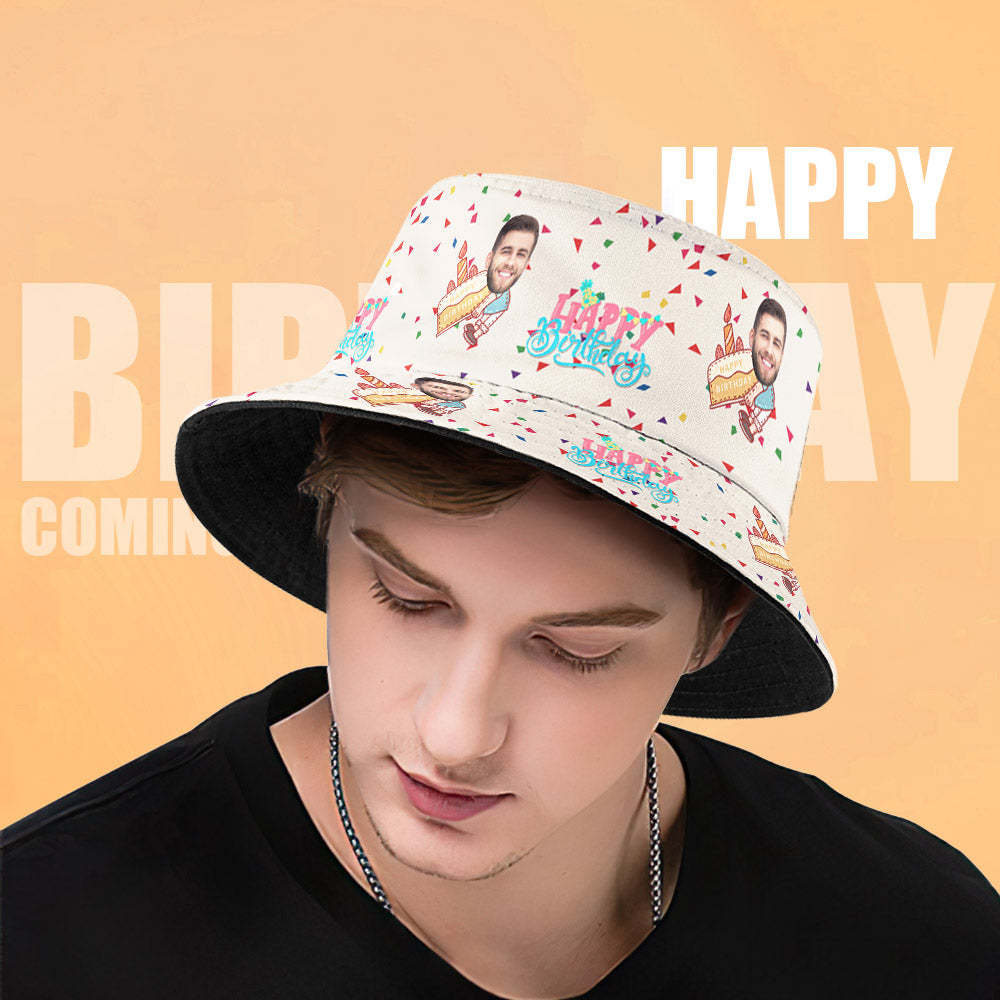 Personalized Face Bucket Hat Fisherman Hat Summer Wide Brim Hat Birthday Gift for Family Friends - makephotopuzzleuk