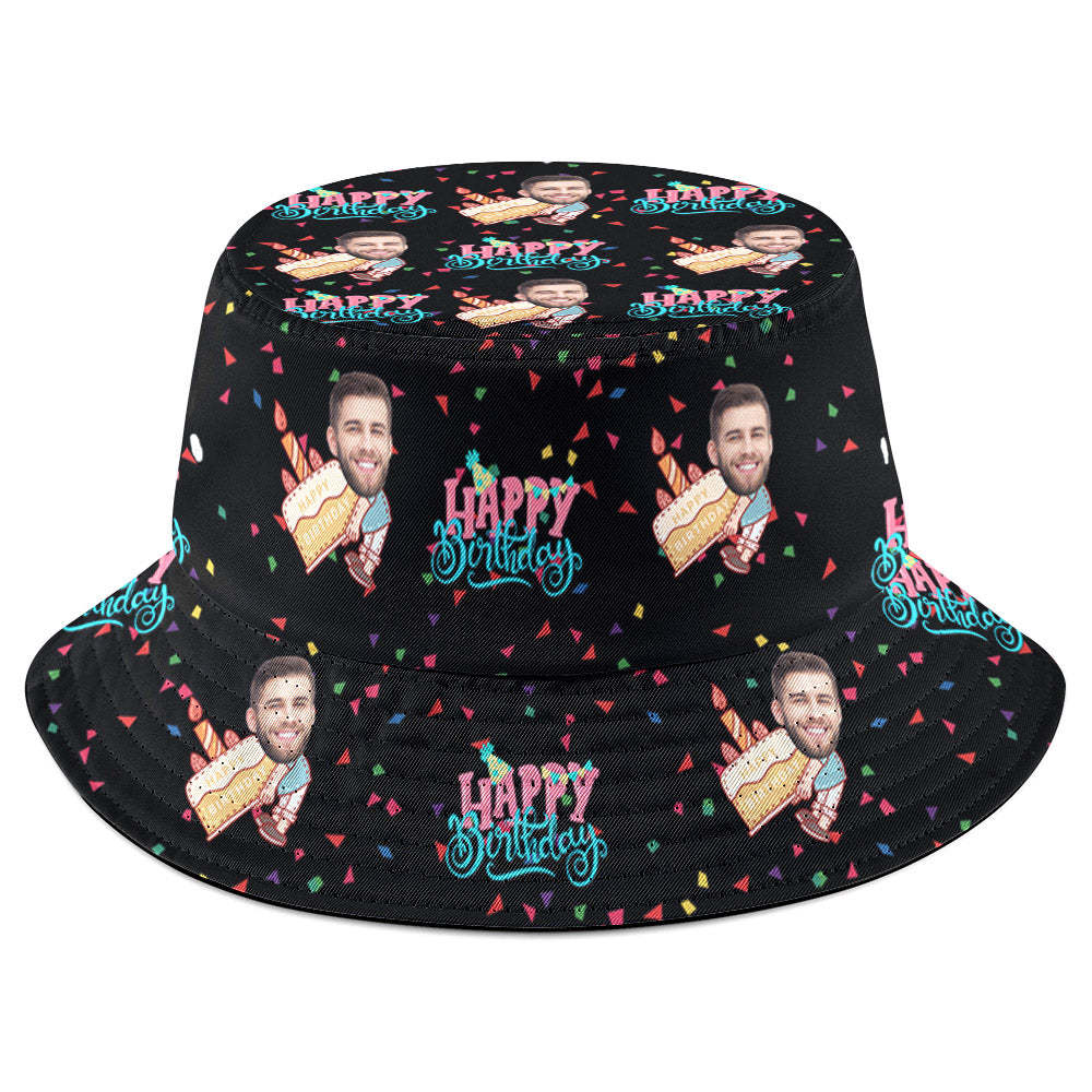 Personalized Face Bucket Hat Fisherman Hat Summer Wide Brim Hat Birthday Gift for Family Friends - makephotopuzzleuk