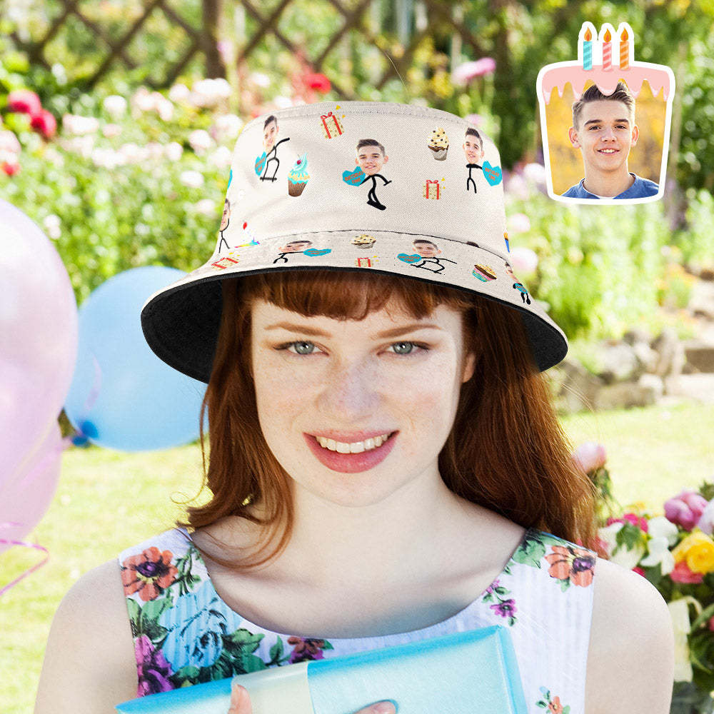 Custom Bucket Hat Face Unisex Fisherman Hat Summer Hat Birthday Gift for Family Friends - makephotopuzzleuk