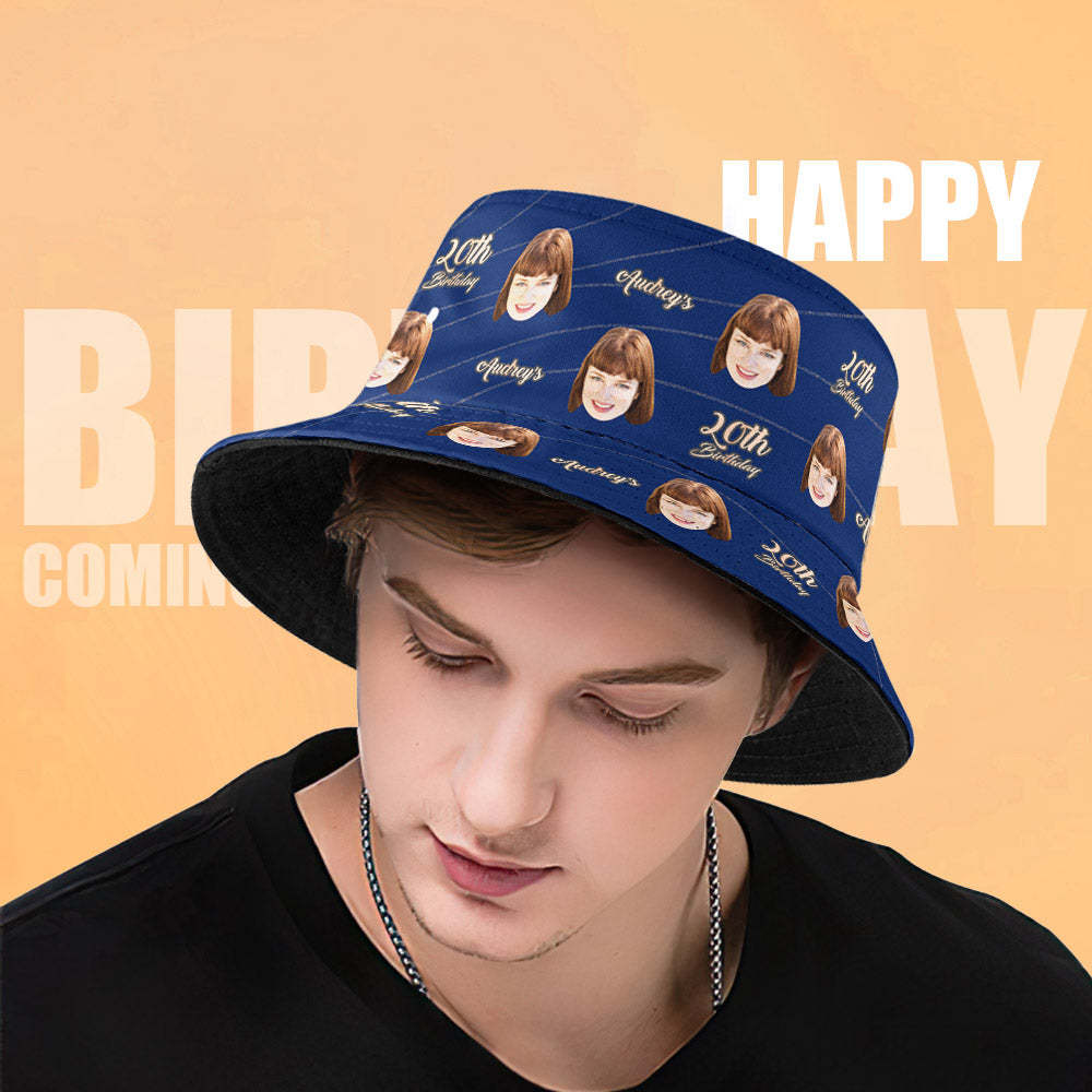 Custom Face Bucket Hat Birthday Gift Unisex Summer Fisherman Hat for Family Friends - makephotopuzzleuk