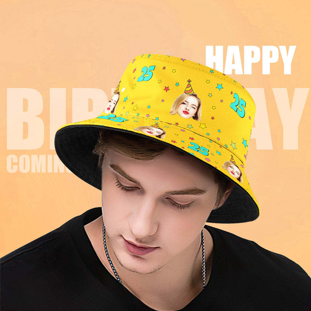 Custom Face Bucket Hat Fisherman Hat Summer Wide Brim Hat for Family Friends Birthday Gift - makephotopuzzleuk