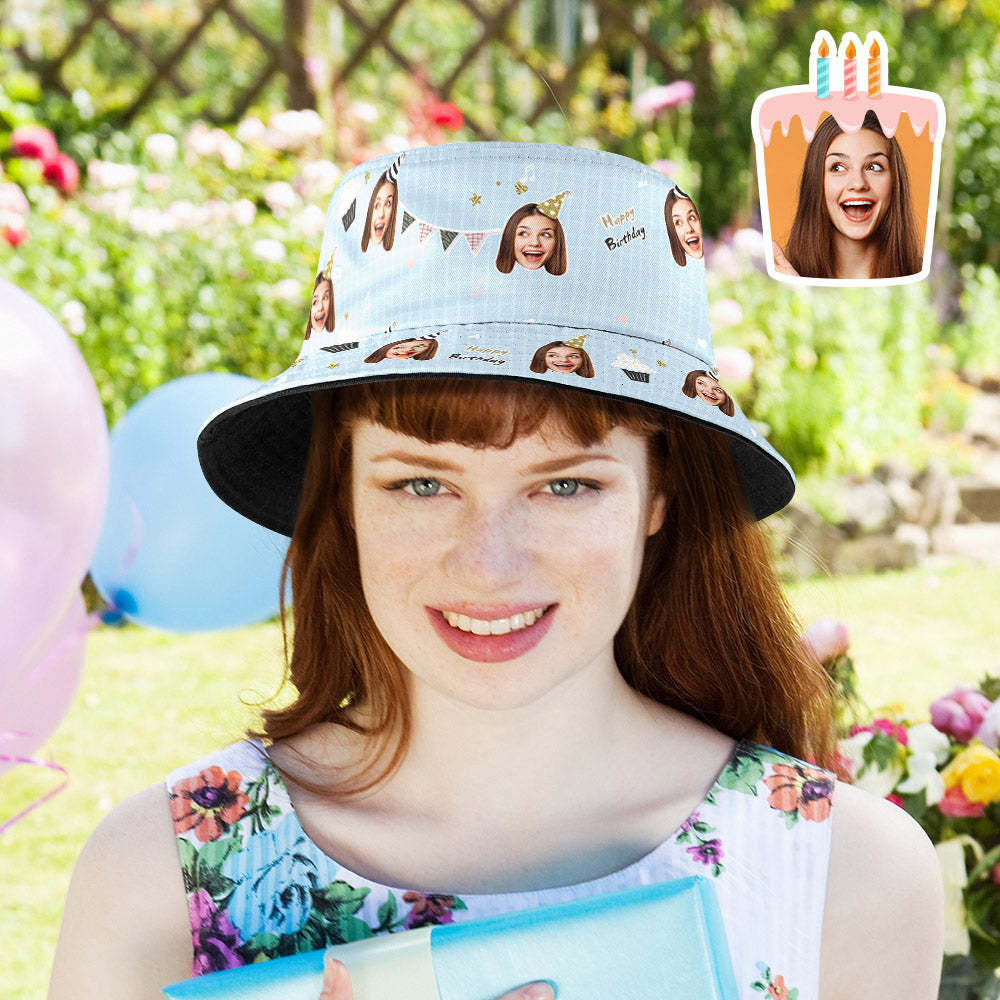 Personalized Unisex Face Fisherman Hat Summer Bucket Hat Birthday Gift for Family Friends - makephotopuzzleuk