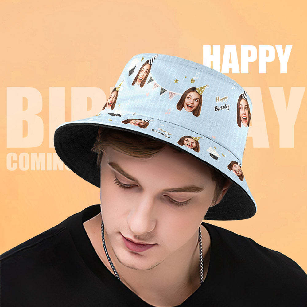 Personalized Unisex Face Fisherman Hat Summer Bucket Hat Birthday Gift for Family Friends - makephotopuzzleuk