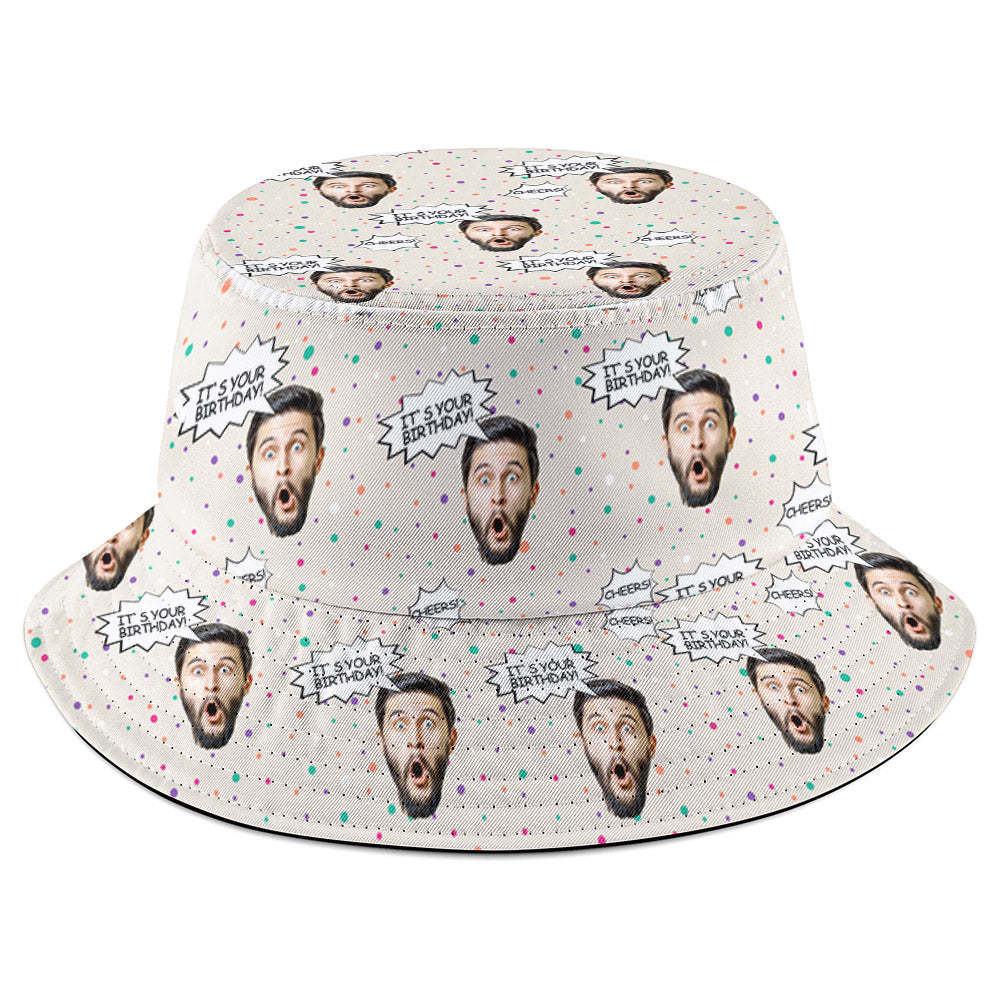Custom Summer Face Fisherman Hat Wide Brim Hat Bucket Hat Birthday Gift for Family Friends - makephotopuzzleuk