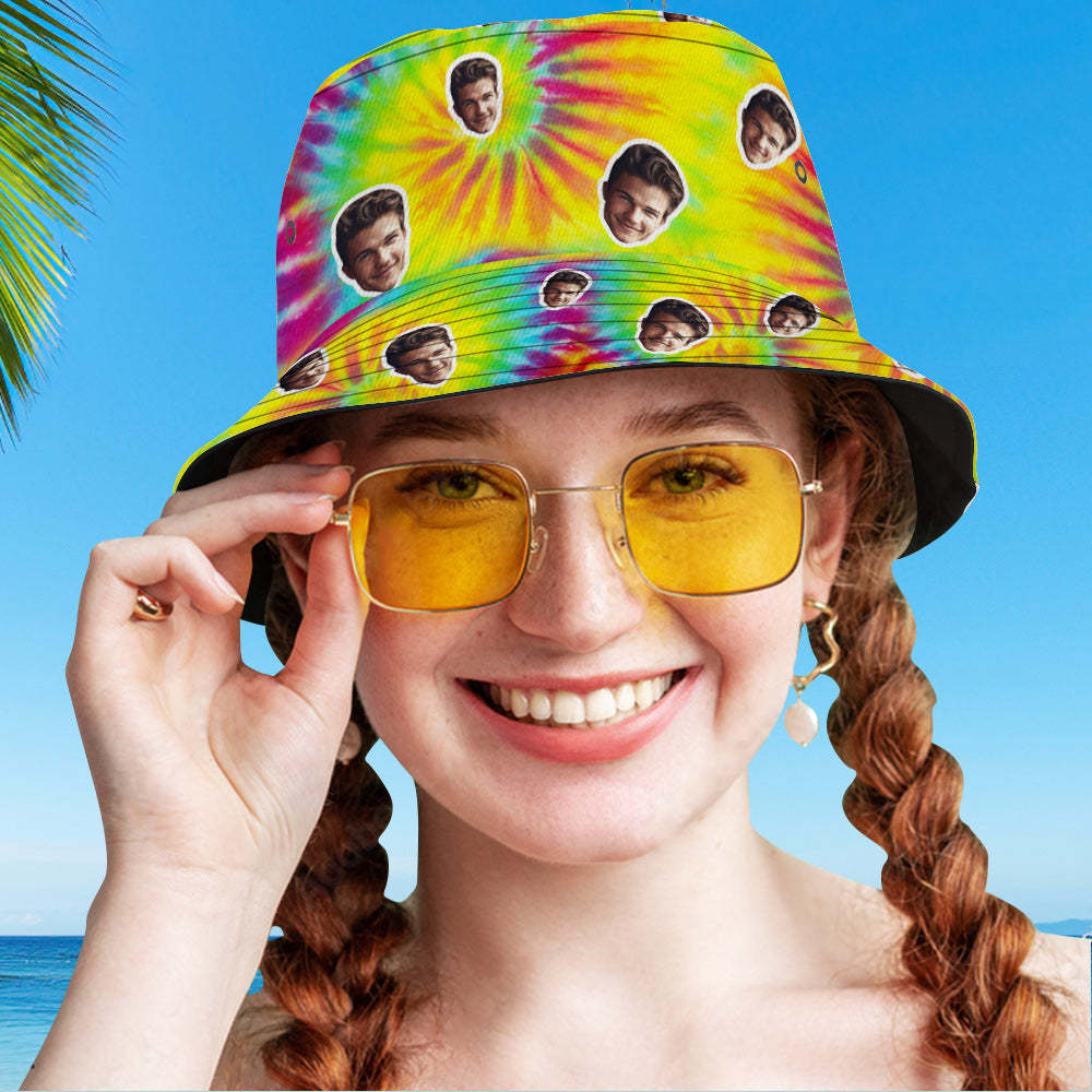 Custom Bucket Hat Unisex Face Bucket Hat Personalized Wide Brim Outdoor Summer Cap Hiking Beach Sports Hats- MyFaceSocks
