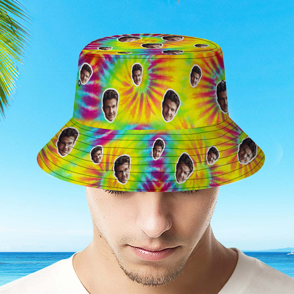 Custom Bucket Hat Unisex Face Bucket Hat Personalized Wide Brim Outdoor Summer Cap Hiking Beach Sports Hats- MyFaceSocks
