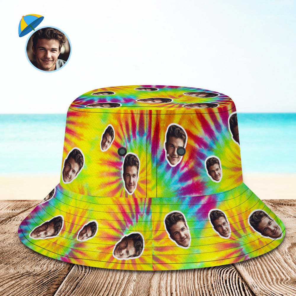 Custom Bucket Hat Unisex Face Bucket Hat Personalized Wide Brim Outdoor Summer Cap Hiking Beach Sports Hats- MyFaceSocks
