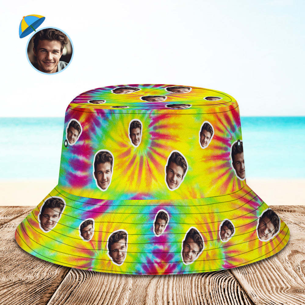 Custom Bucket Hat Unisex Face Bucket Hat Personalized Wide Brim Outdoor Summer Cap Hiking Beach Sports Hats- MyFaceSocks