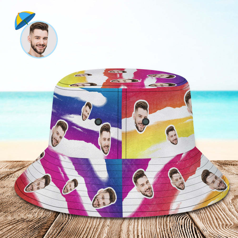 Custom Bucket Hat Unisex Face Bucket Hat Personalized Wide Brim Outdoor Summer Cap Hiking Beach Sports Hats- MyFaceSocks