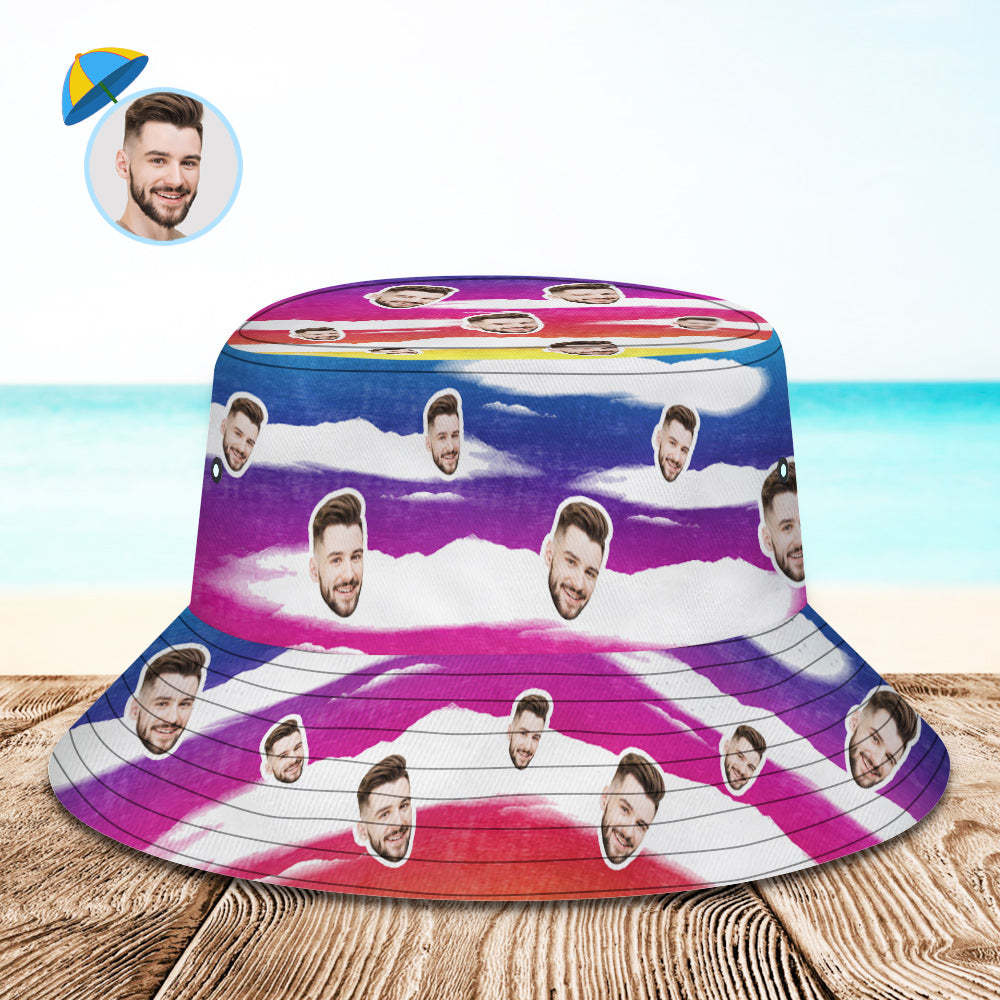 Custom Bucket Hat Unisex Face Bucket Hat Personalized Wide Brim Outdoor Summer Cap Hiking Beach Sports Hats- MyFaceSocks