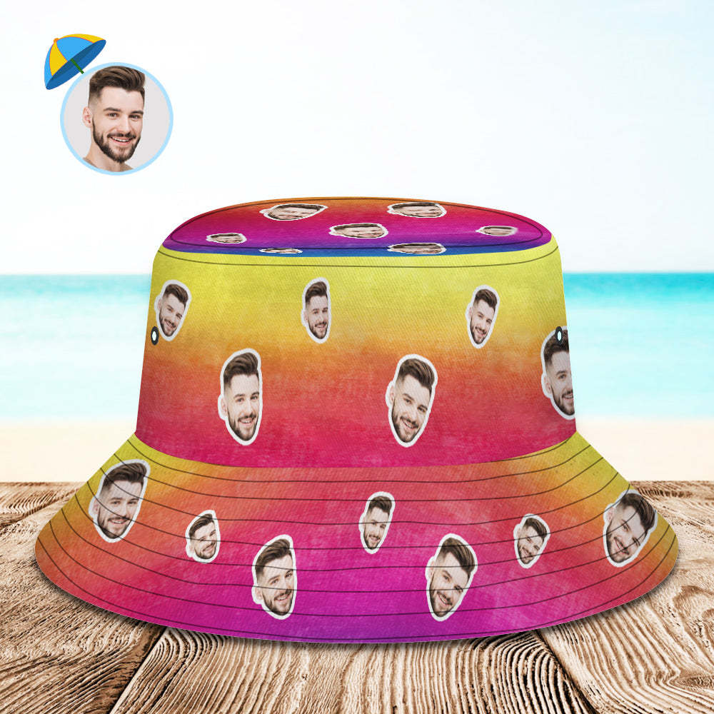 Custom Bucket Hat Unisex Face Bucket Hat Personalized Wide Brim Outdoor Summer Cap Hiking Beach Sports Hats- MyFaceSocks