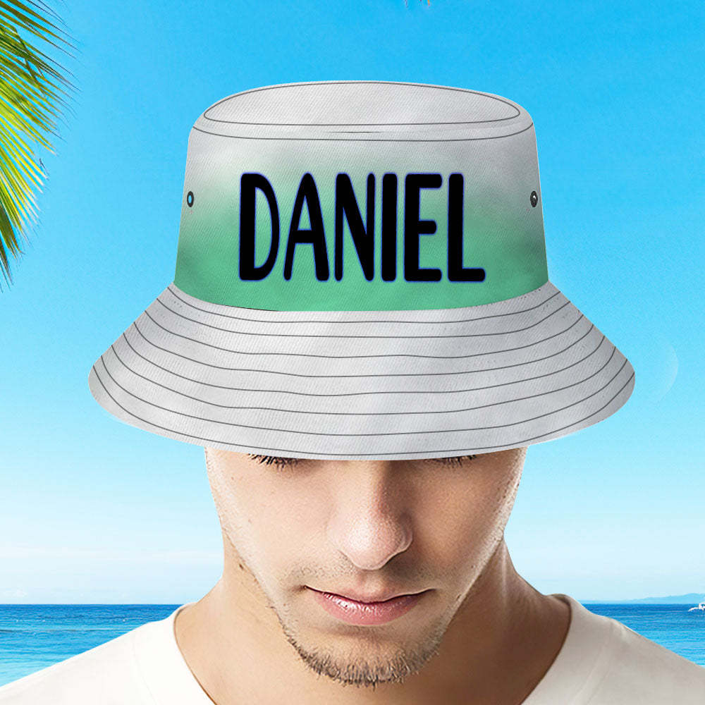 Custom Bucket Hat Adult & Kids Unisex Bucket Hat with Text Personalised Wide Brim Outdoor Summer Cap Hiking Beach Sports Hats - Green