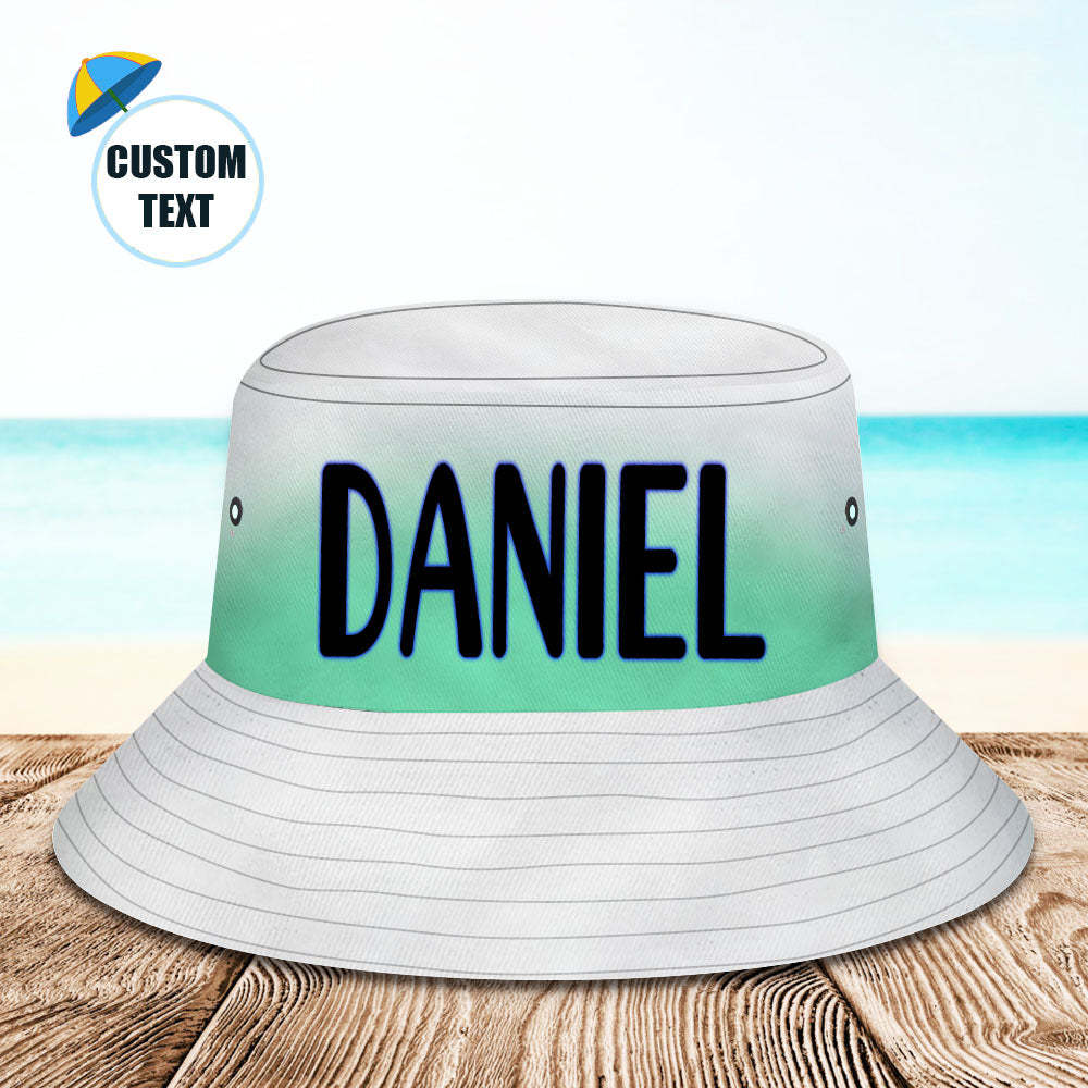 Custom Bucket Hat Adult & Kids Unisex Bucket Hat with Text Personalised Wide Brim Outdoor Summer Cap Hiking Beach Sports Hats - Green
