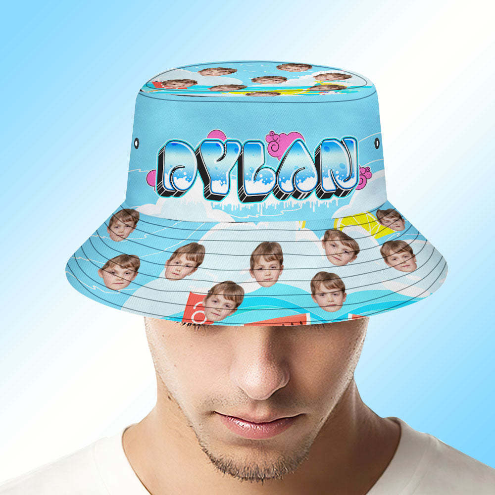 Custom Bucket Hat Unisex Face Bucket Hat Personalized Wide Brim Outdoor Summer Cap Hiking Beach Sports Hats- SantaSocks