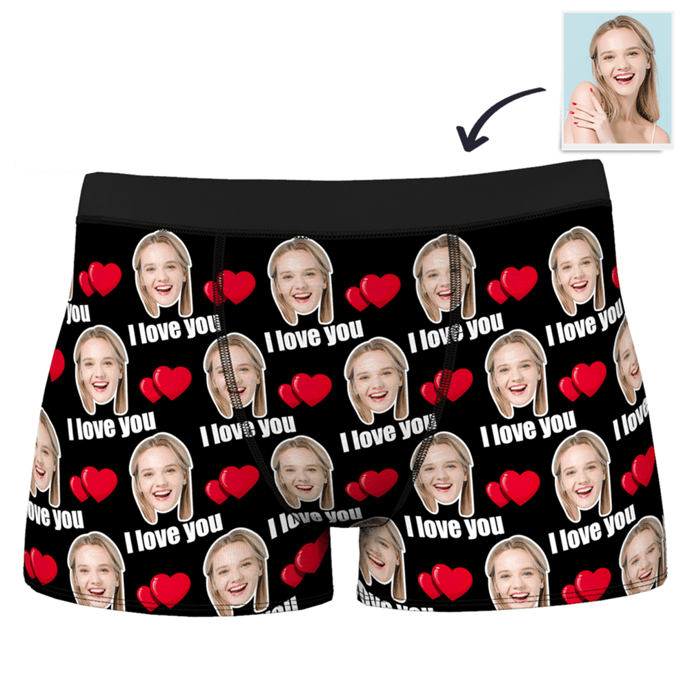 Valentine's Day Gifts Custom Face Photo Love Boxer Shorts Personalised Pants