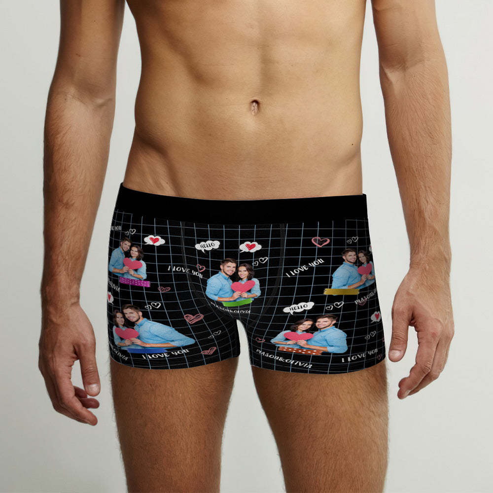 Custom Photo Boxer Briefs Personalised Name Valentine's Day Boxer Gift for Him