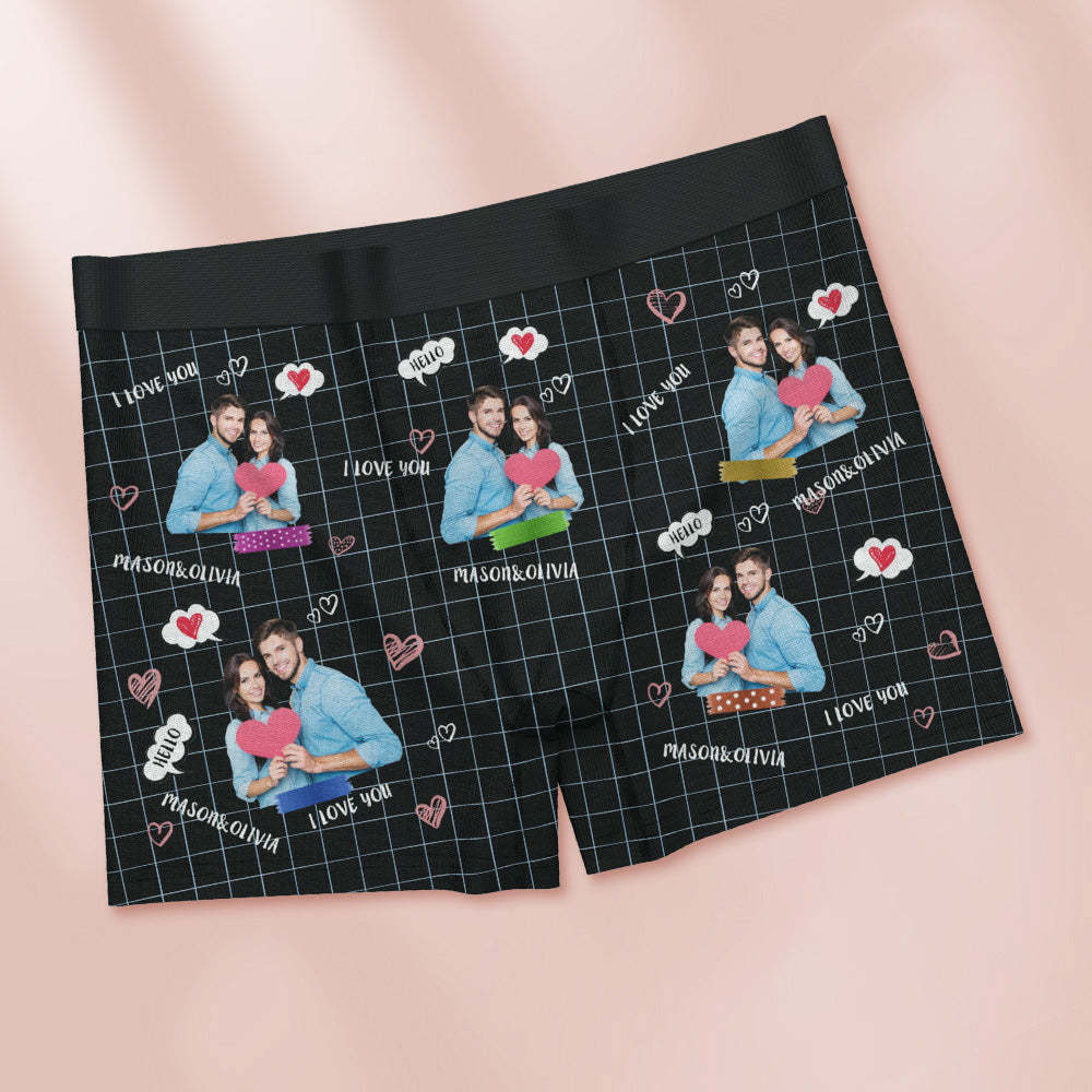 Custom Photo Boxer Briefs Personalised Name Valentine's Day Boxer Gift for Him
