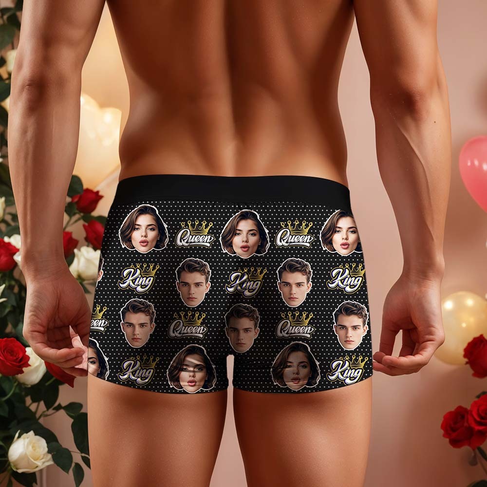 Custom King & Queen Boxers Boxers Face Boxers Popular Boxer Shorts Men's Underwear Valentine's Day Gifts - makephotopuzzleuk