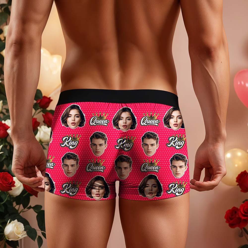 Custom King & Queen Boxers Boxers Face Boxers Popular Boxer Shorts Men's Underwear Valentine's Day Gifts - makephotopuzzleuk