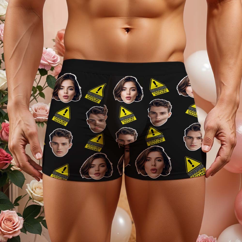 Custom Choking Hazard Boxers Face Boxers Popular Boxer Shorts Men's Underwear Valentine's Day Gifts - makephotopuzzleuk