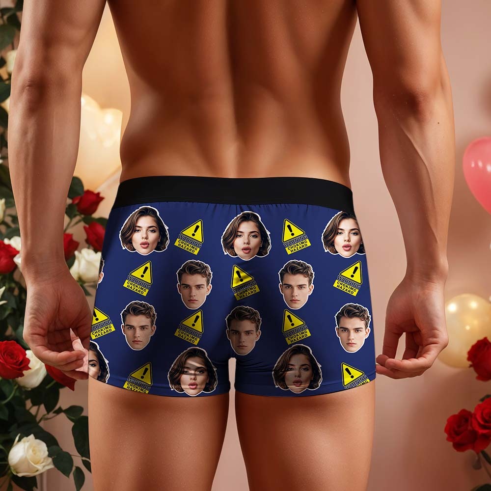 Custom Choking Hazard Boxers Face Boxers Popular Boxer Shorts Men's Underwear Valentine's Day Gifts - makephotopuzzleuk