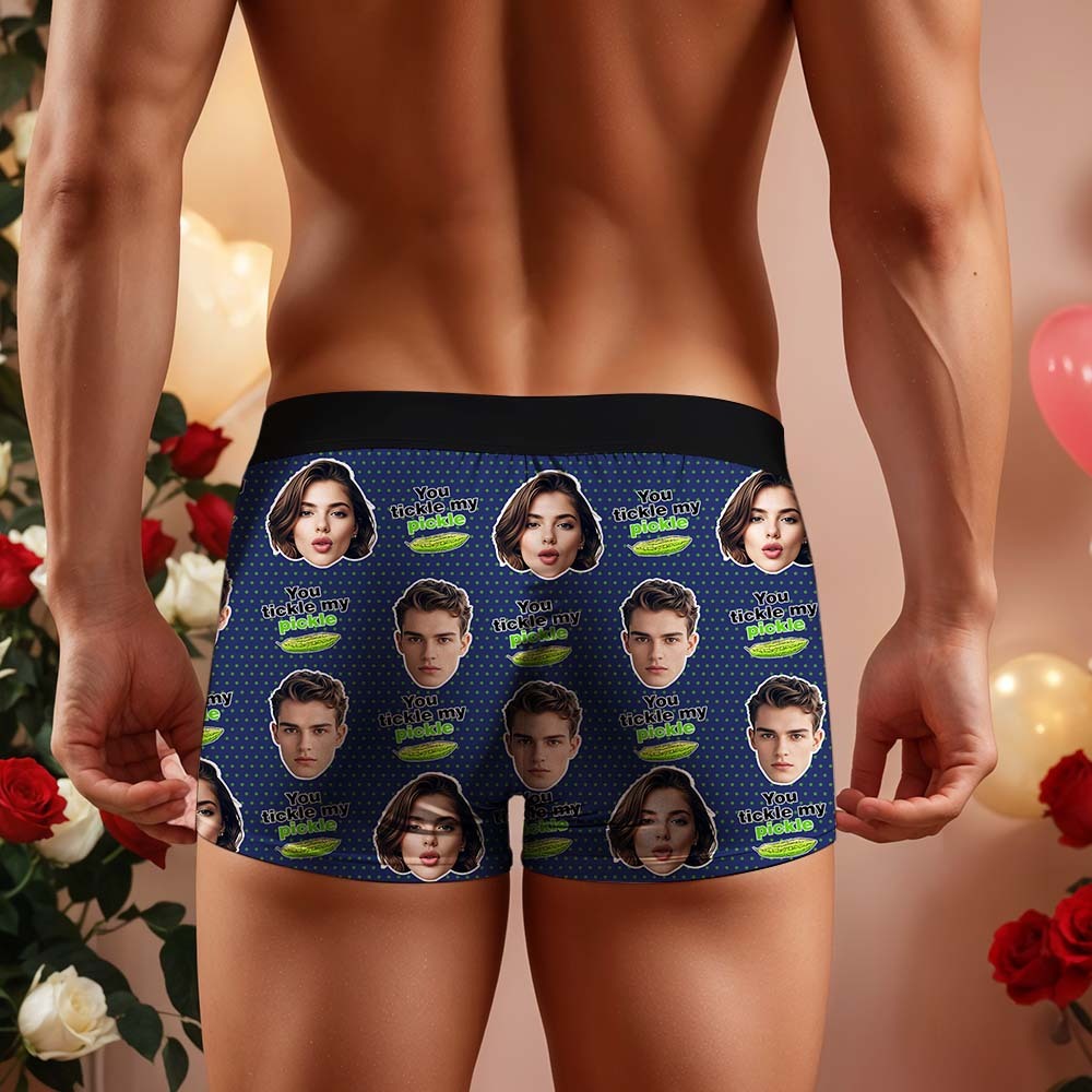 Custom Boxers Face Boxers Personalized You Tickle My Pickle Boxers Shorts Men's Underwear Valentine's Day Gifts - makephotopuzzleuk