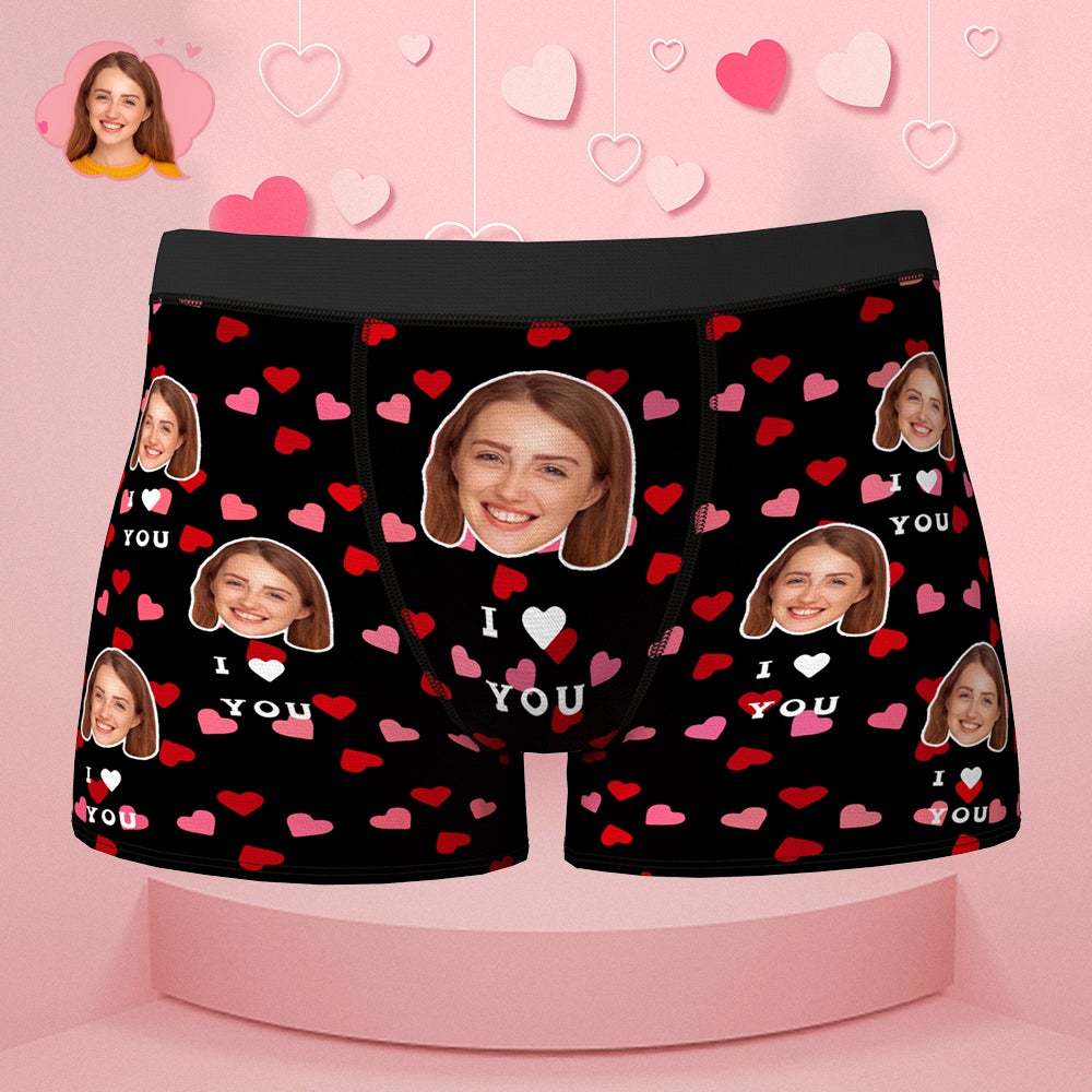 Valentine's Day Gifts Custom Face Boxer I Love You Funny Love Boxers with Face on Gifts for Men
