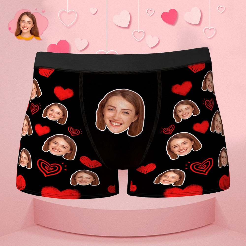 Gift for Boyfriend Custom Face Photo Boxer Heart Personalised Boxers with Face on Them Briefs Gift