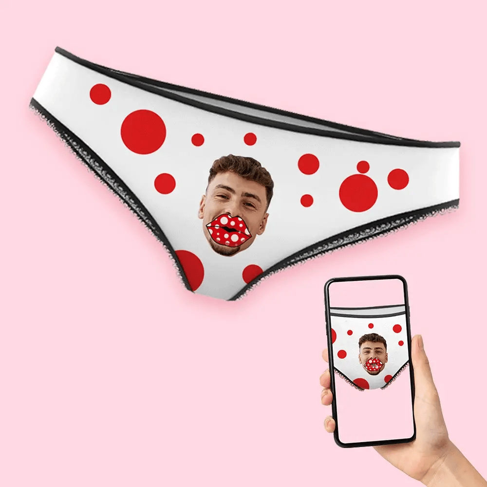 Custom Face Boxers AR View Personalised Funny Lips Valentine's Day Gift For Her - MyFaceBoxerUK