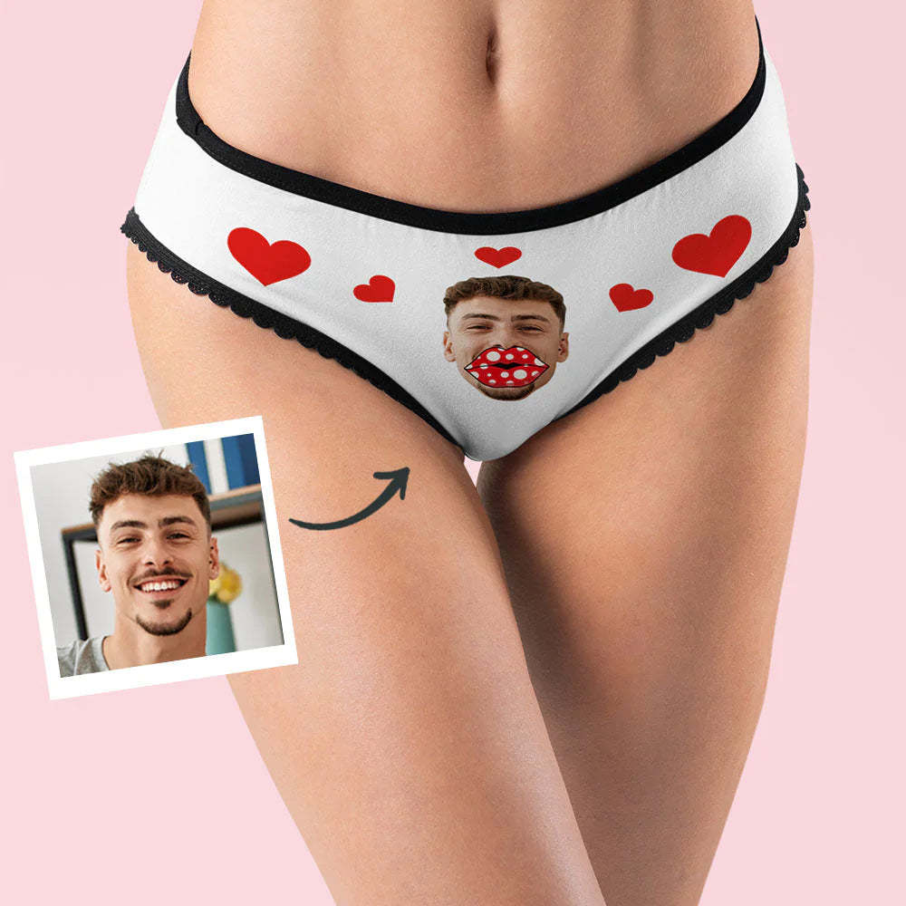 Custom Face Heart Boxers AR View Personalised Lips Thongs Valentine's Day Gift For Her - MyFaceBoxerUK