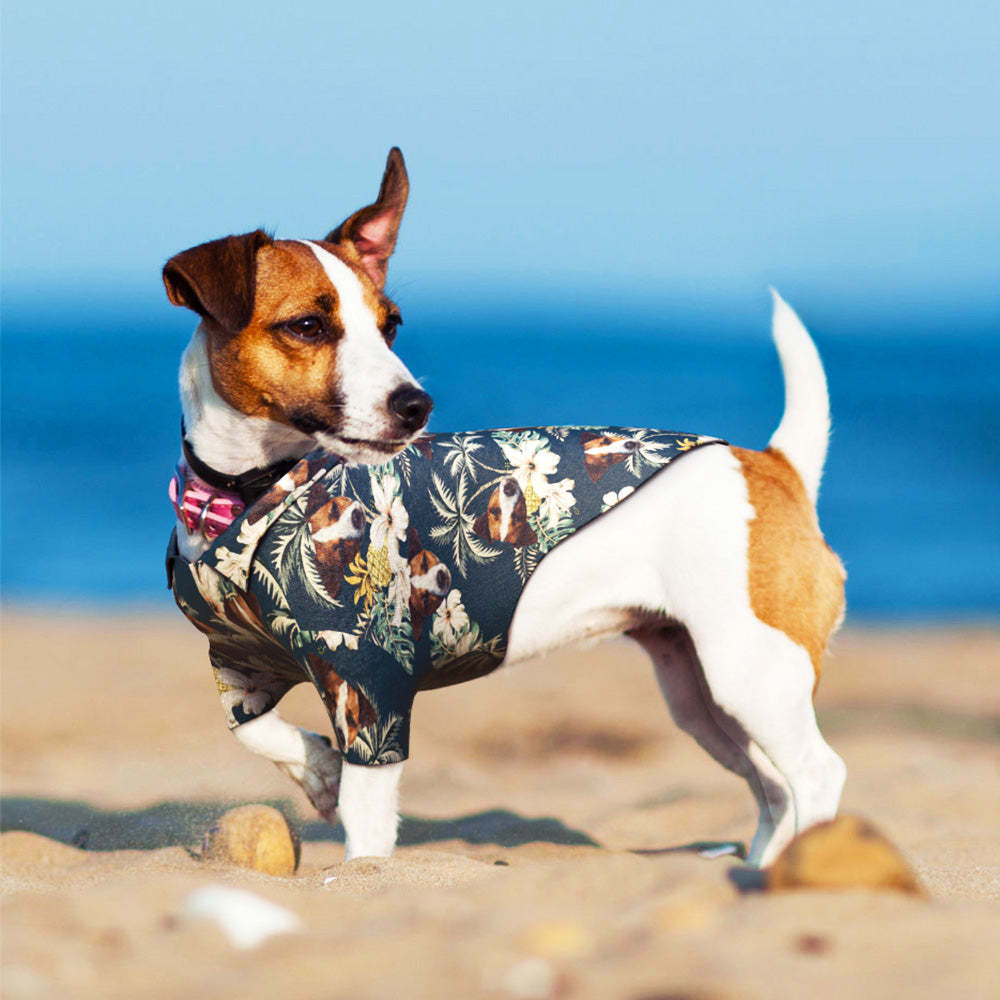Custom Hawaiian Dog Shirt Personalized Dark Green Pet Beach Shirt Clothes Gift for Pets - makephotopuzzleuk
