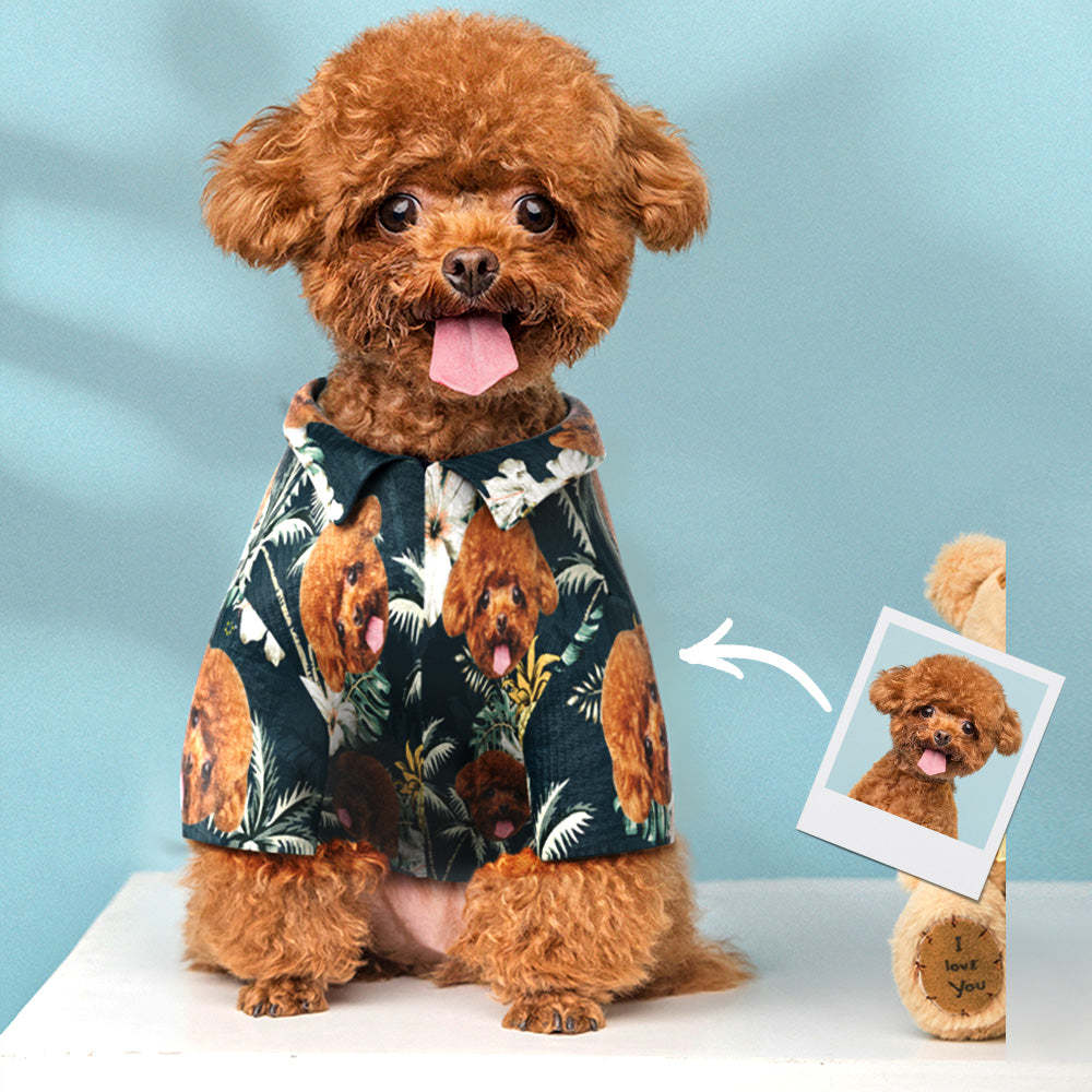 Custom Hawaiian Dog Shirt Personalized Dark Green Pet Beach Shirt Clothes Gift for Pets - makephotopuzzleuk