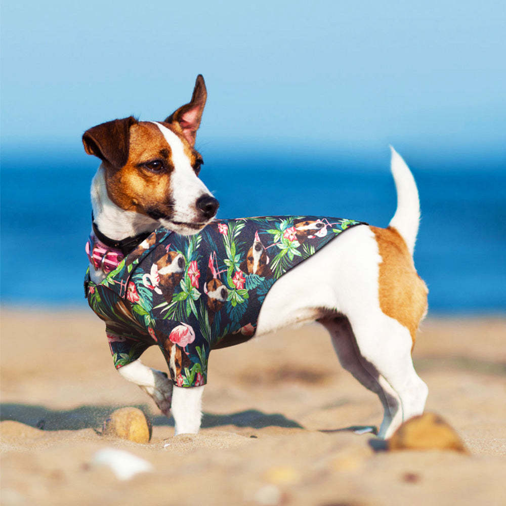 Custom Hawaiian Dog Shirt Personalized Flamingo Pet Beach Shirt Clothes Gift for Pets - makephotopuzzleuk
