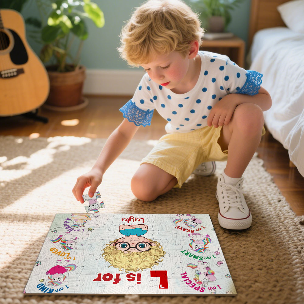 Personalized Alphabet Name Cartoon Magnetic Puzzle for Kids Custom Learning Toy for Toddlers, Montessori Educational Gift Idea - makephotopuzzleuk