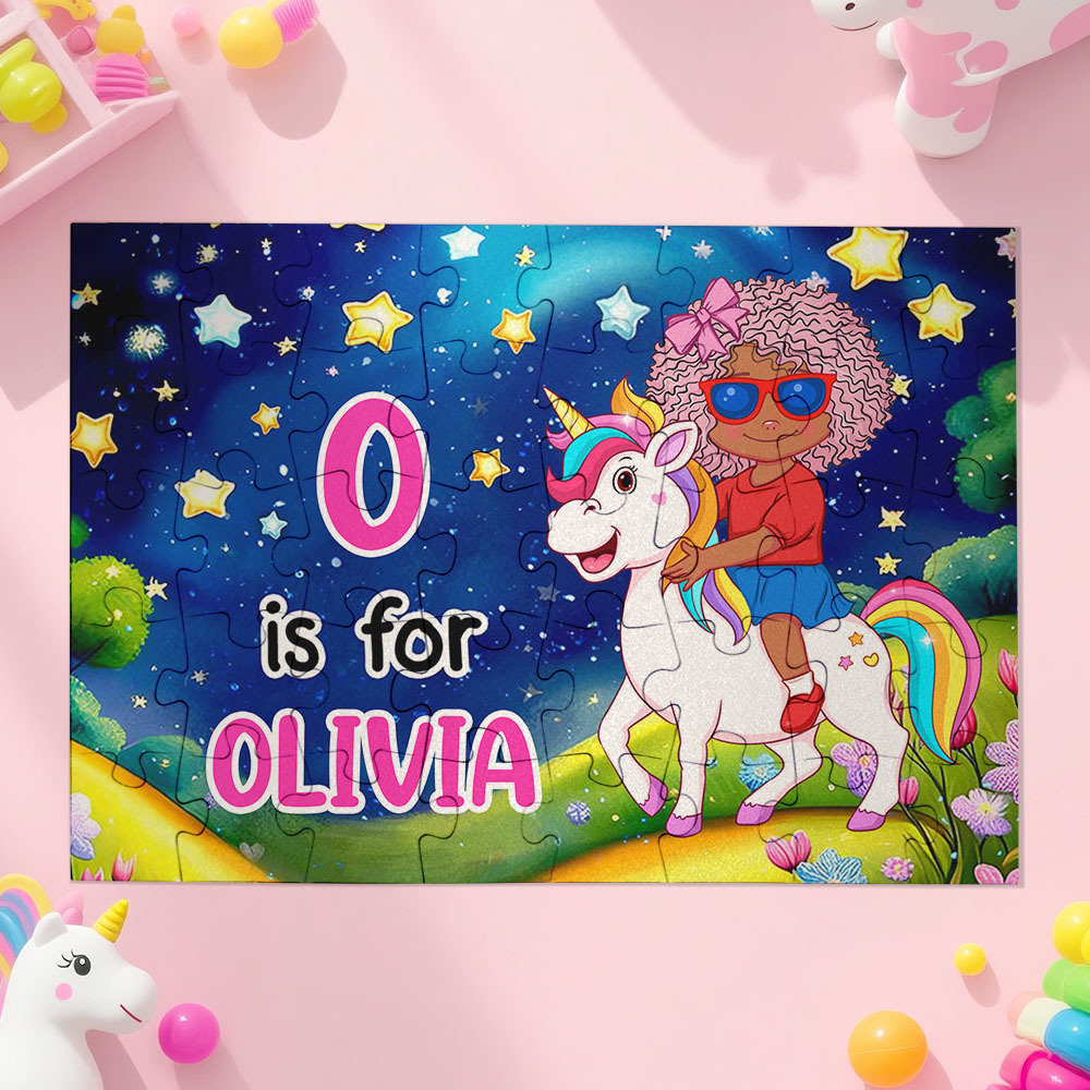 Personalized Jigsaw Puzzle Gift for Grandkid & Kids Custom Name with Multiple Unicorn & Dinosaur Style Back to School Gift for Kids & Grandson - makephotopuzzleuk