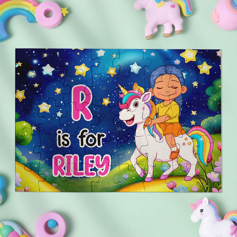Personalized Jigsaw Puzzle Gift for Grandkid & Kids Custom Name with Multiple Unicorn & Dinosaur Style Back to School Gift for Kids & Grandson - makephotopuzzleuk