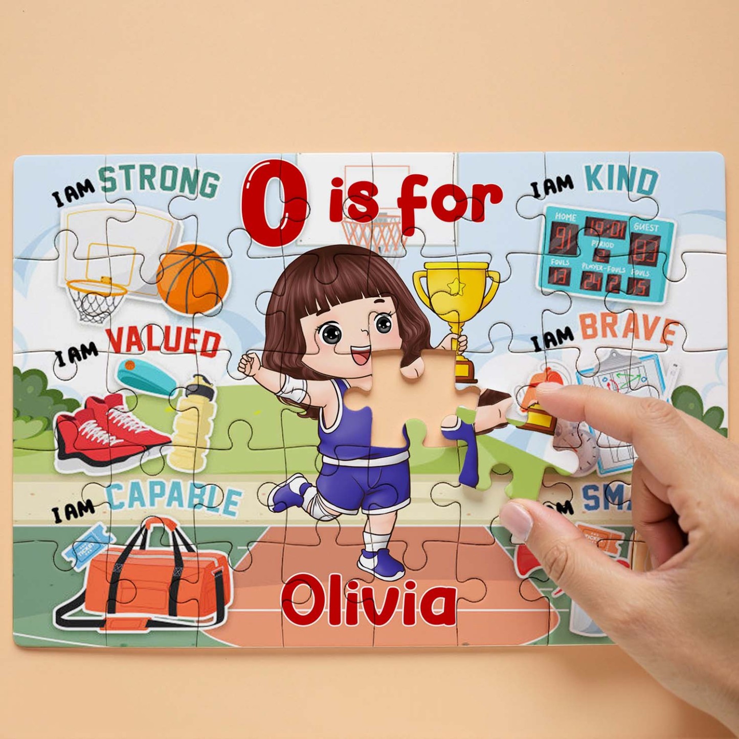 Personalized Cartoon Kids Puzzle Custom Photo & Name Fun Gift for Sports Kids - makephotopuzzleuk
