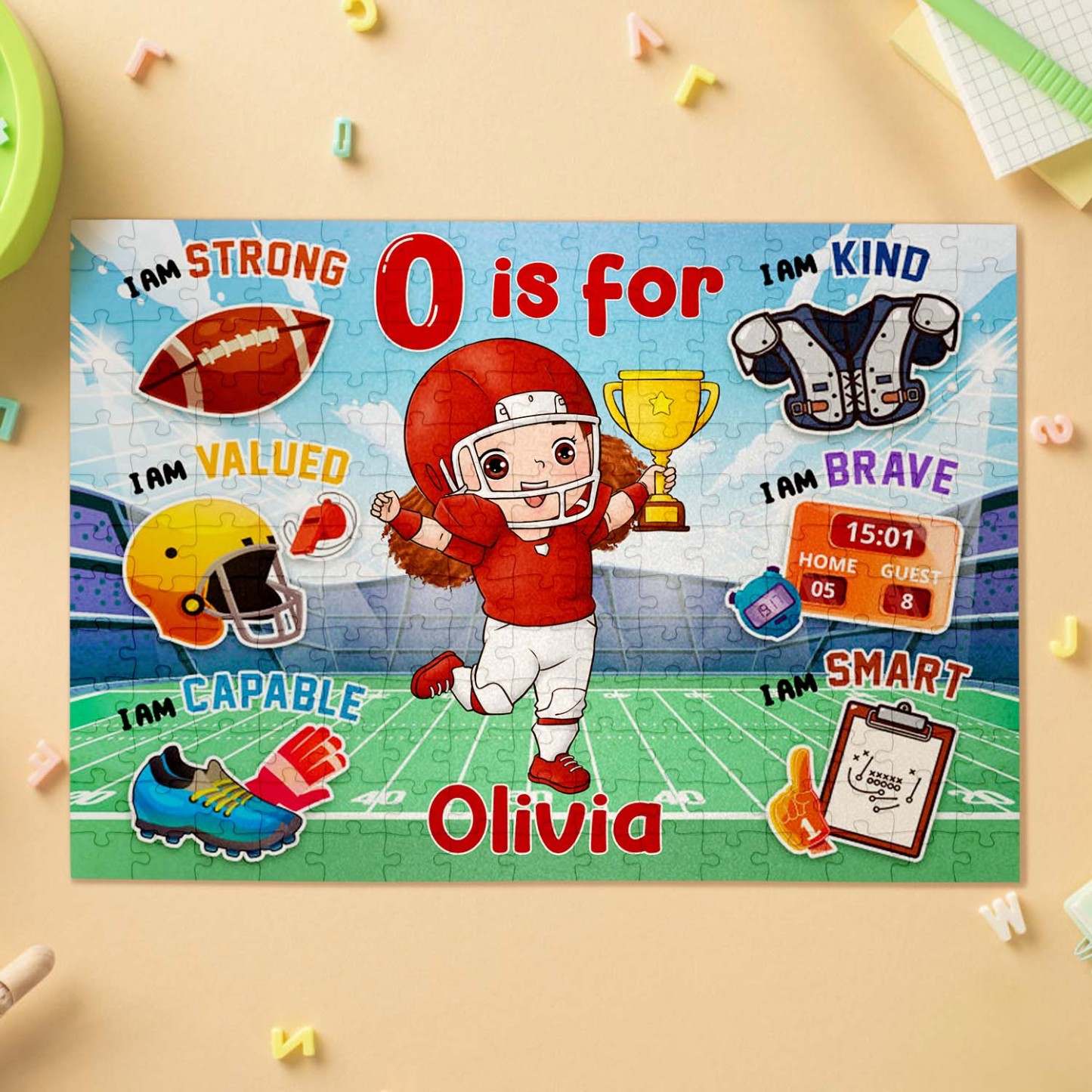 Personalized Cartoon Kids Puzzle Custom Photo & Name Fun Gift for Sports Kids - makephotopuzzleuk