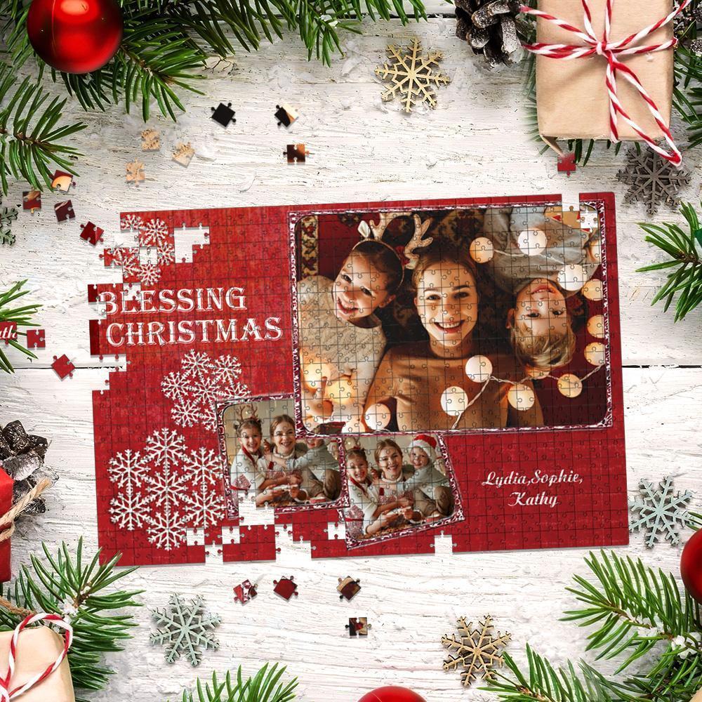 Blessing Christmas Custom Photo and Name Puzzle 35, 150, 300, 500, 1000 Piece