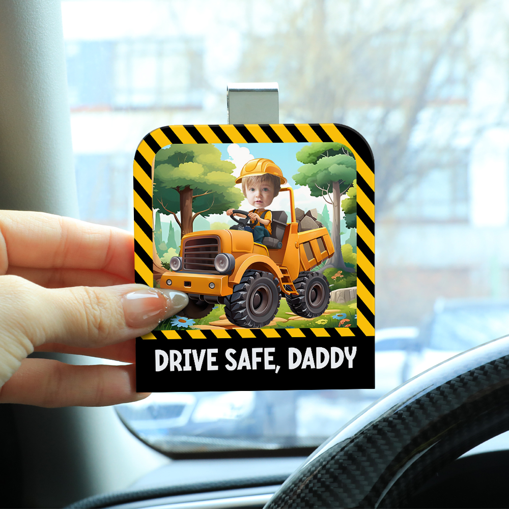 Personalized Photo Wooden Car Visor Clip Drive Safe, Daddy - makephotopuzzleuk