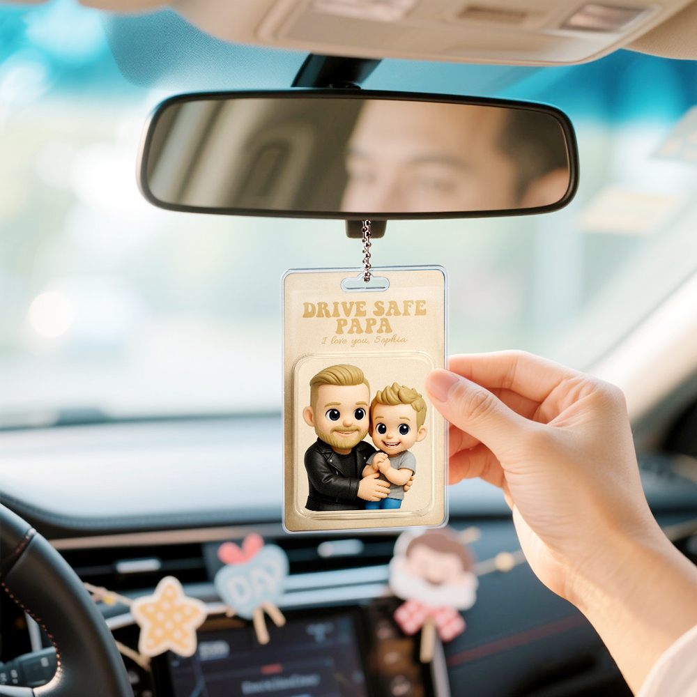 Personalized Father's Day Gift For Dad Custom Photo Action Figure Car Ornament Hanging Gift For Grandpa New Dad Gift Dad Gifts from Kids - makephotopuzzleuk